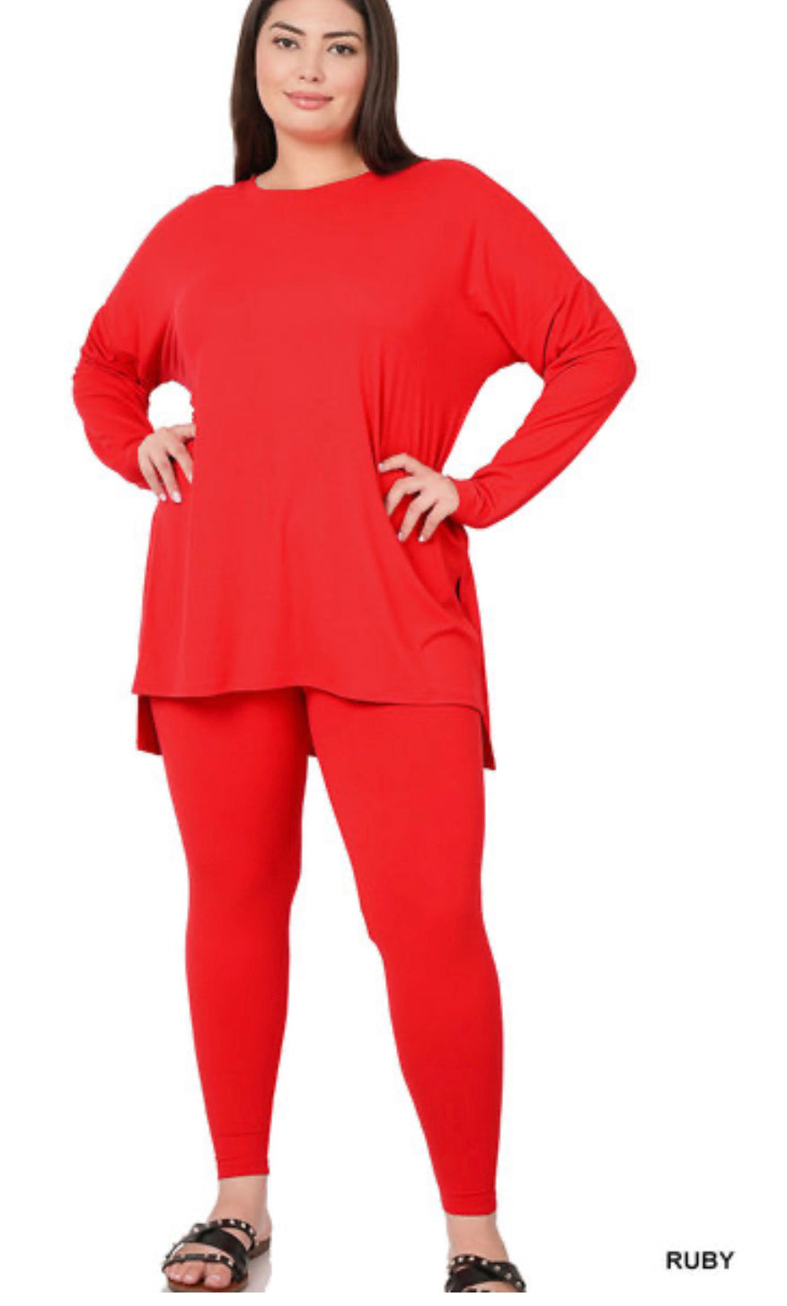 Swooped Neck Legging Set