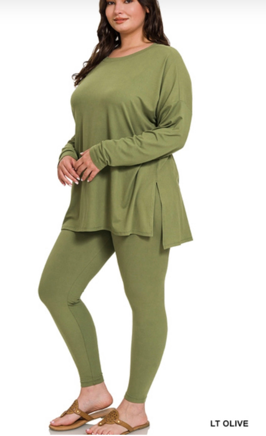 Swooped Neck Legging Set